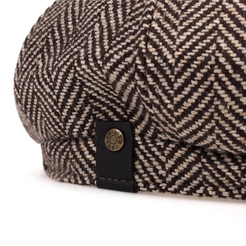 Shelby Herringbone Newsboy Cap