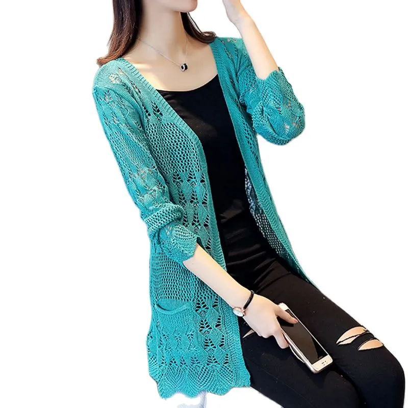 Stylish Hollow out Bamboo Loose Long Sweater