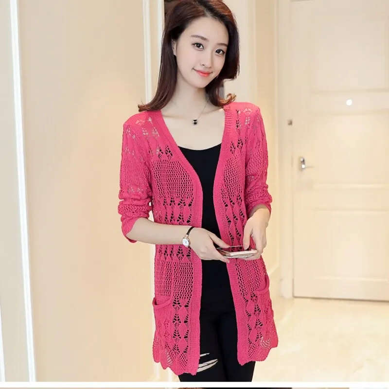 Stylish Hollow out Bamboo Loose Long Sweater