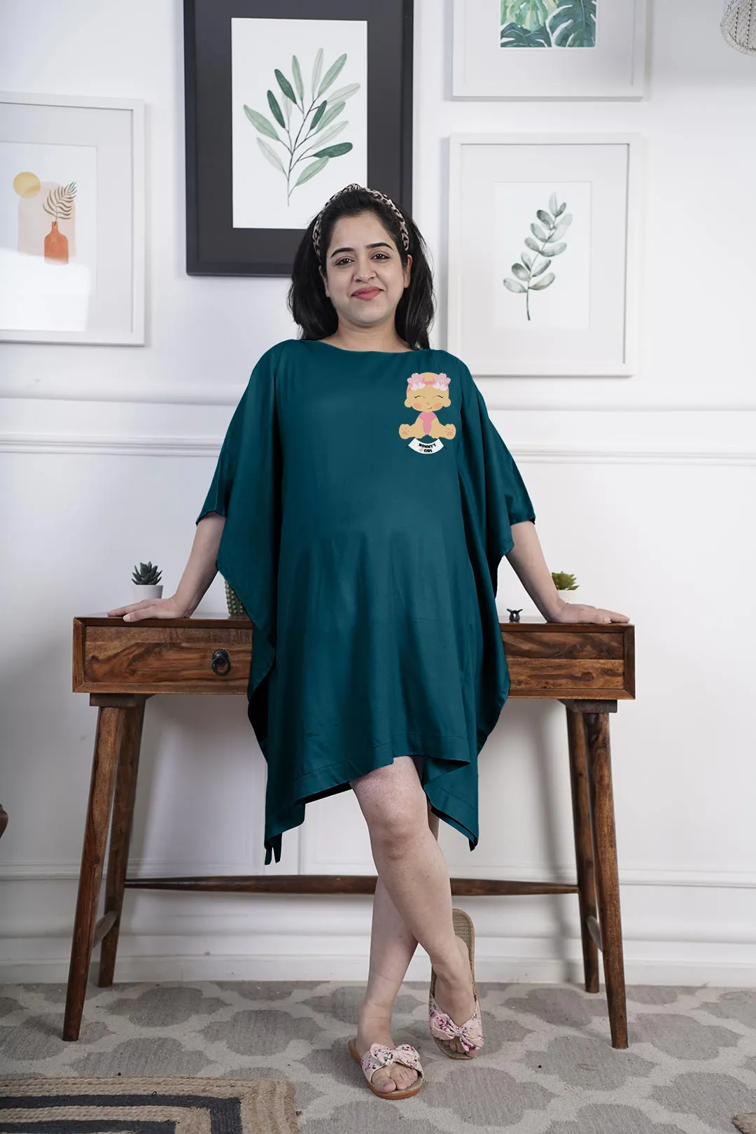 Teal Rayon MaternityKaftan - BabyBanner