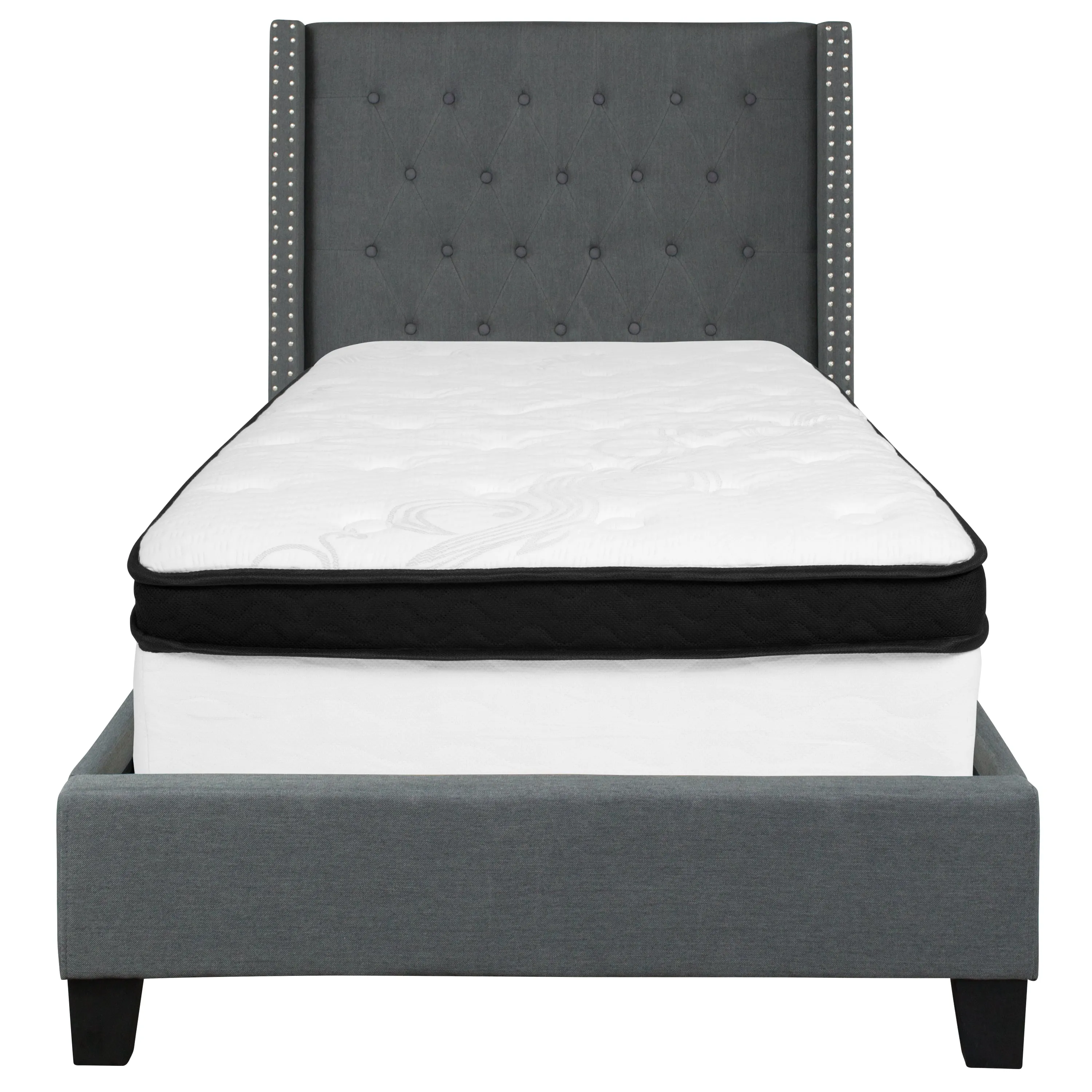 Twin Platform Bed Set-Gray HG-BMF-45-GG