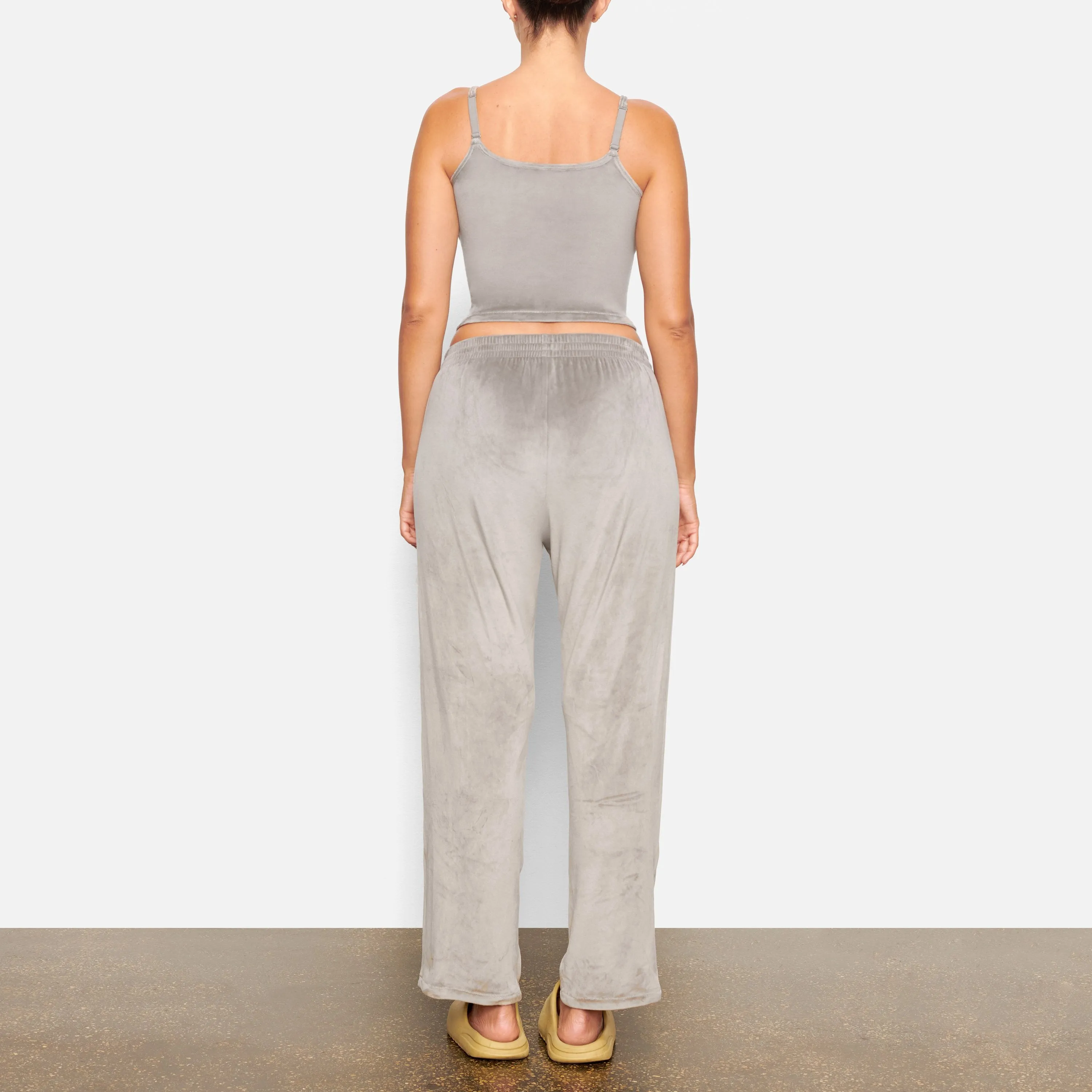 VELOUR WIDE LEG PANT | SMOKE
