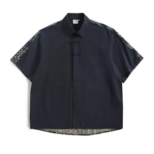 Vintage Cotton and Hemp Breathable Top Chinese Frog Ethnic Style Short Sleeve Shirt