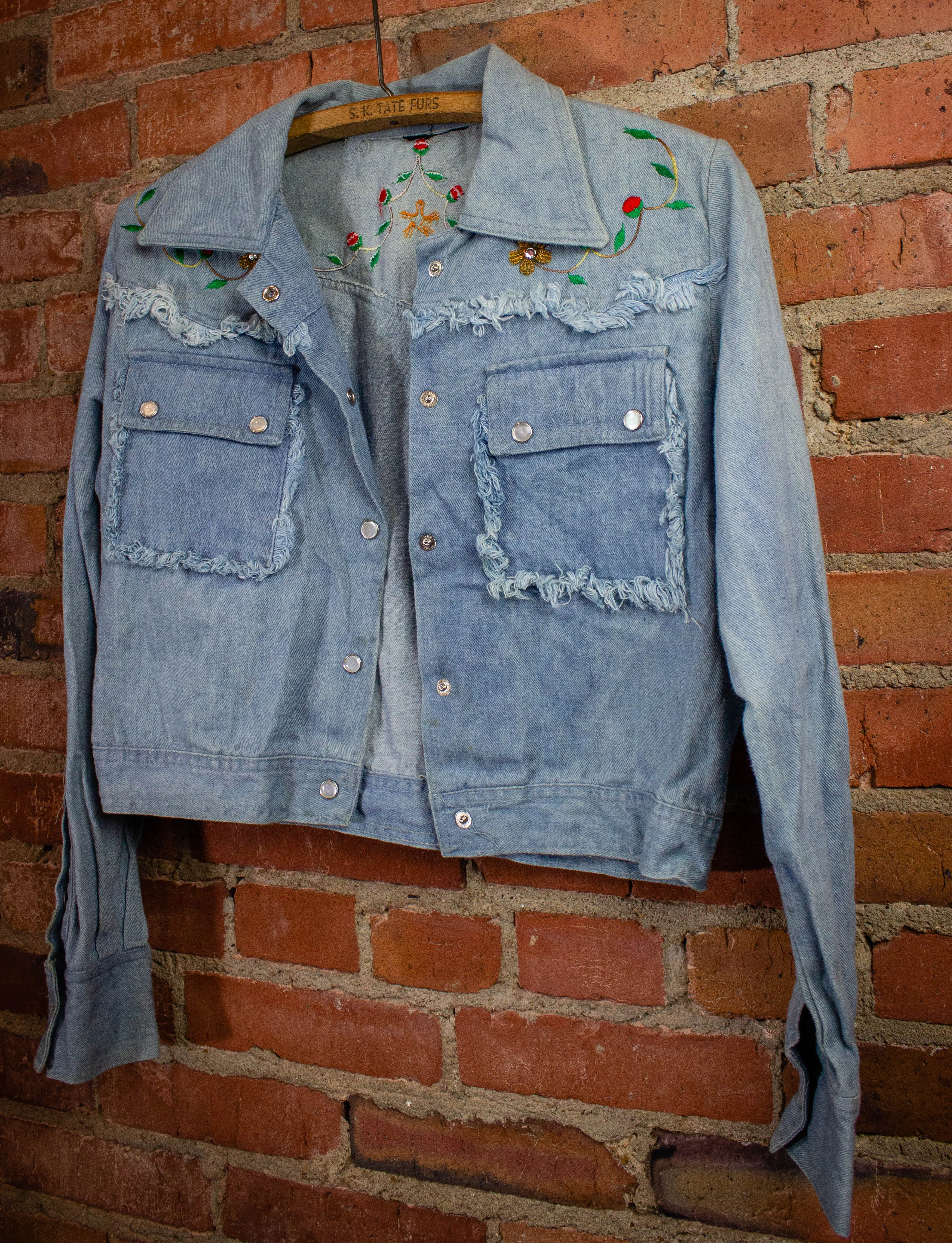 Vintage Denim Light Wash Crop Jacket 1970s Small