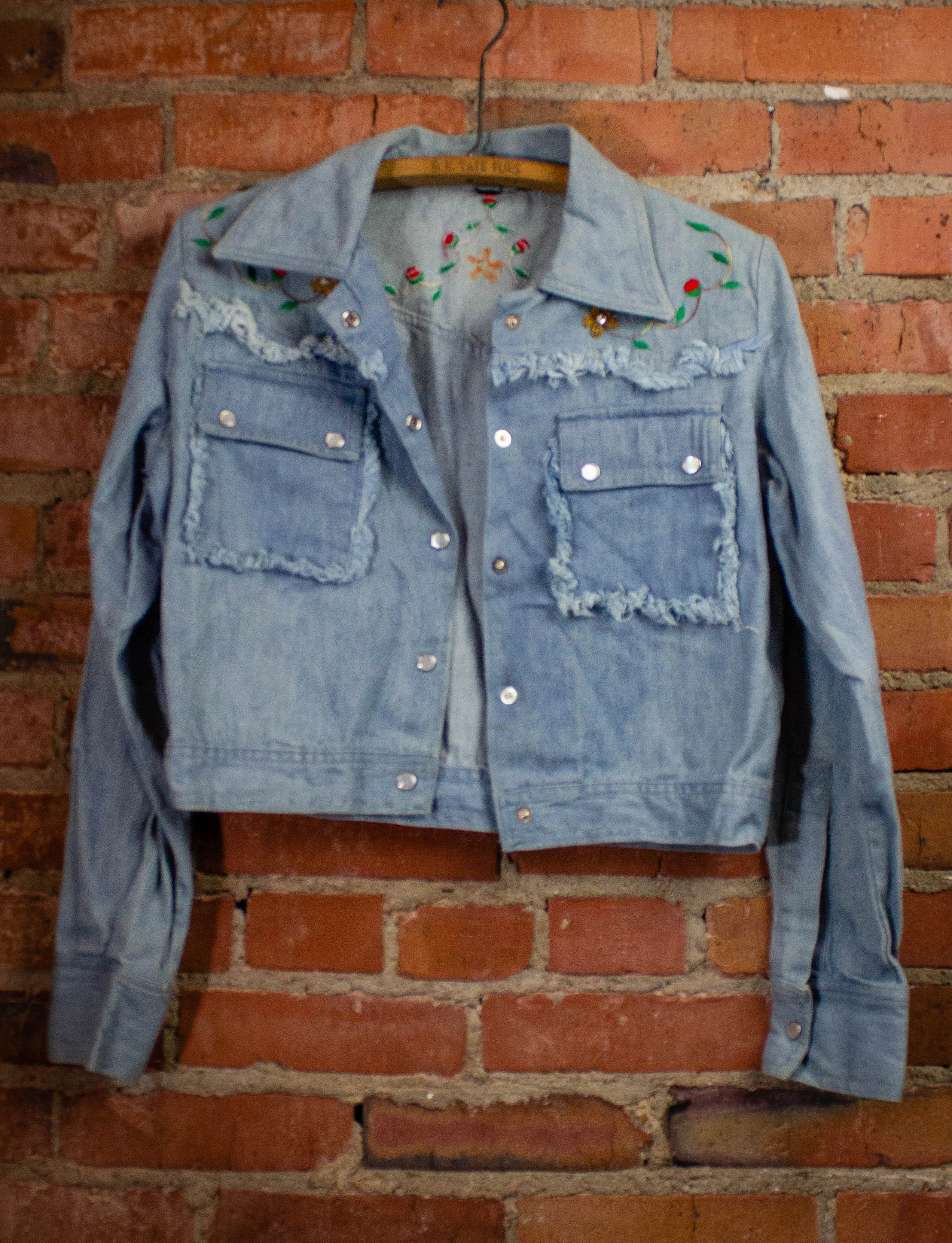 Vintage Denim Light Wash Crop Jacket 1970s Small