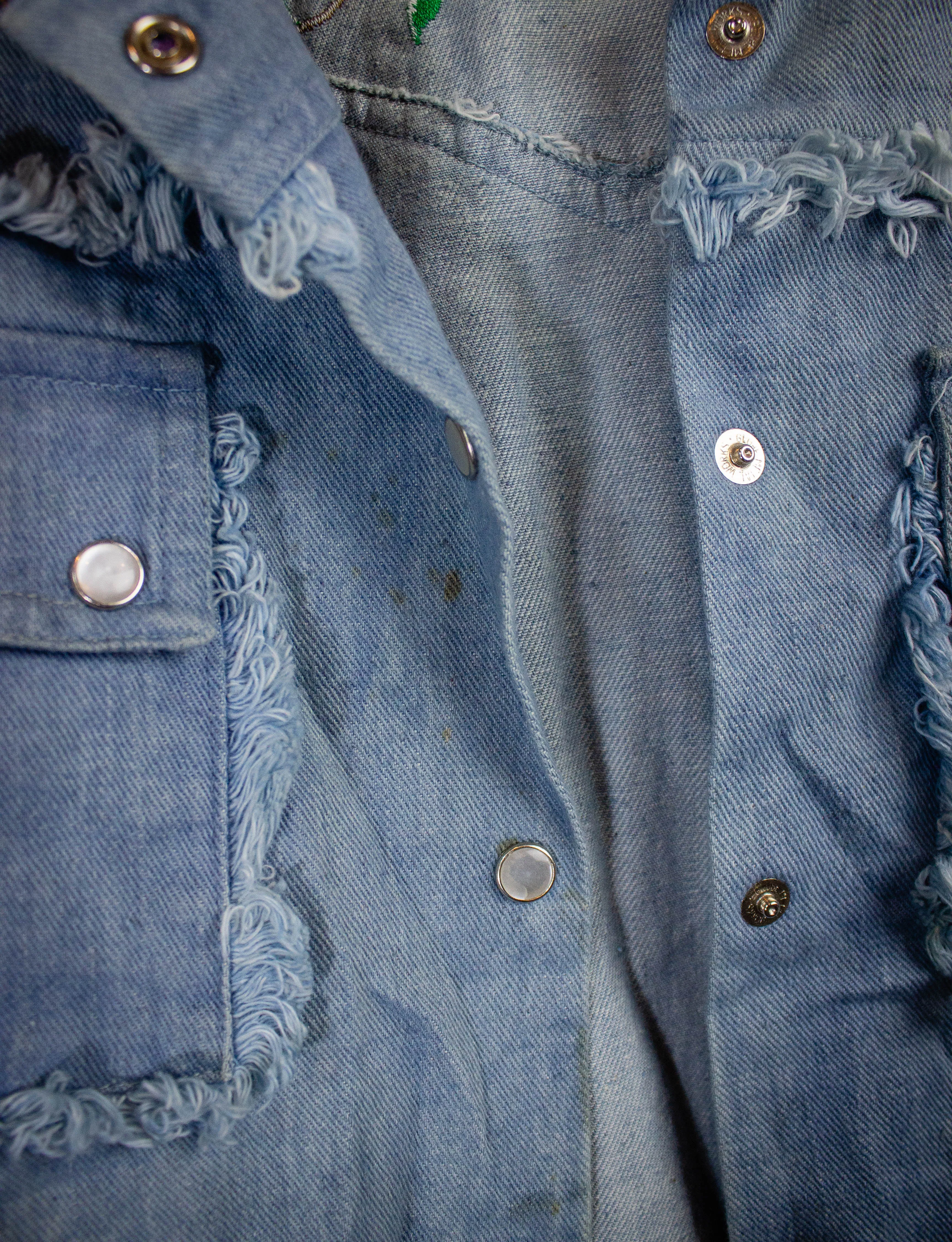 Vintage Denim Light Wash Crop Jacket 1970s Small