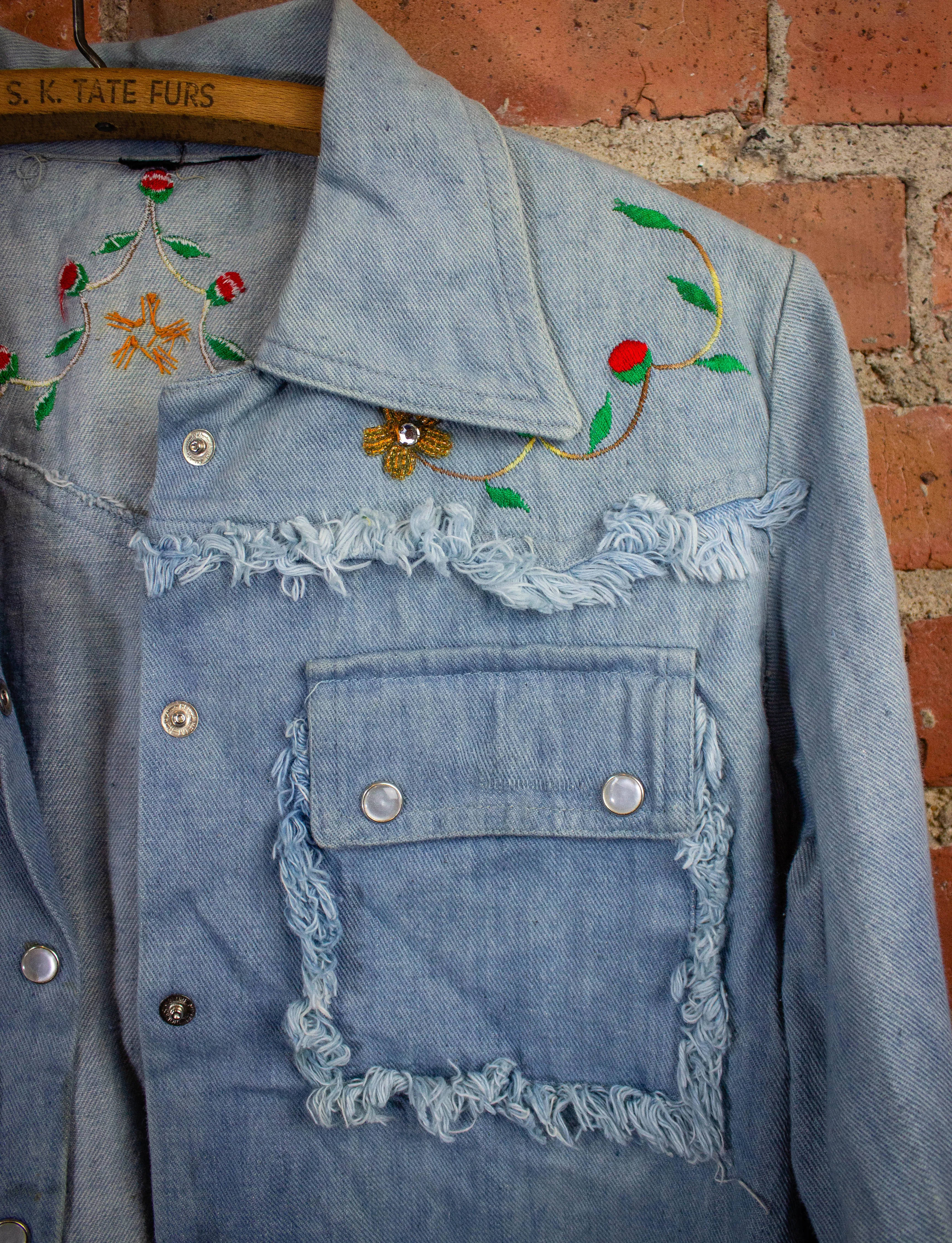 Vintage Denim Light Wash Crop Jacket 1970s Small