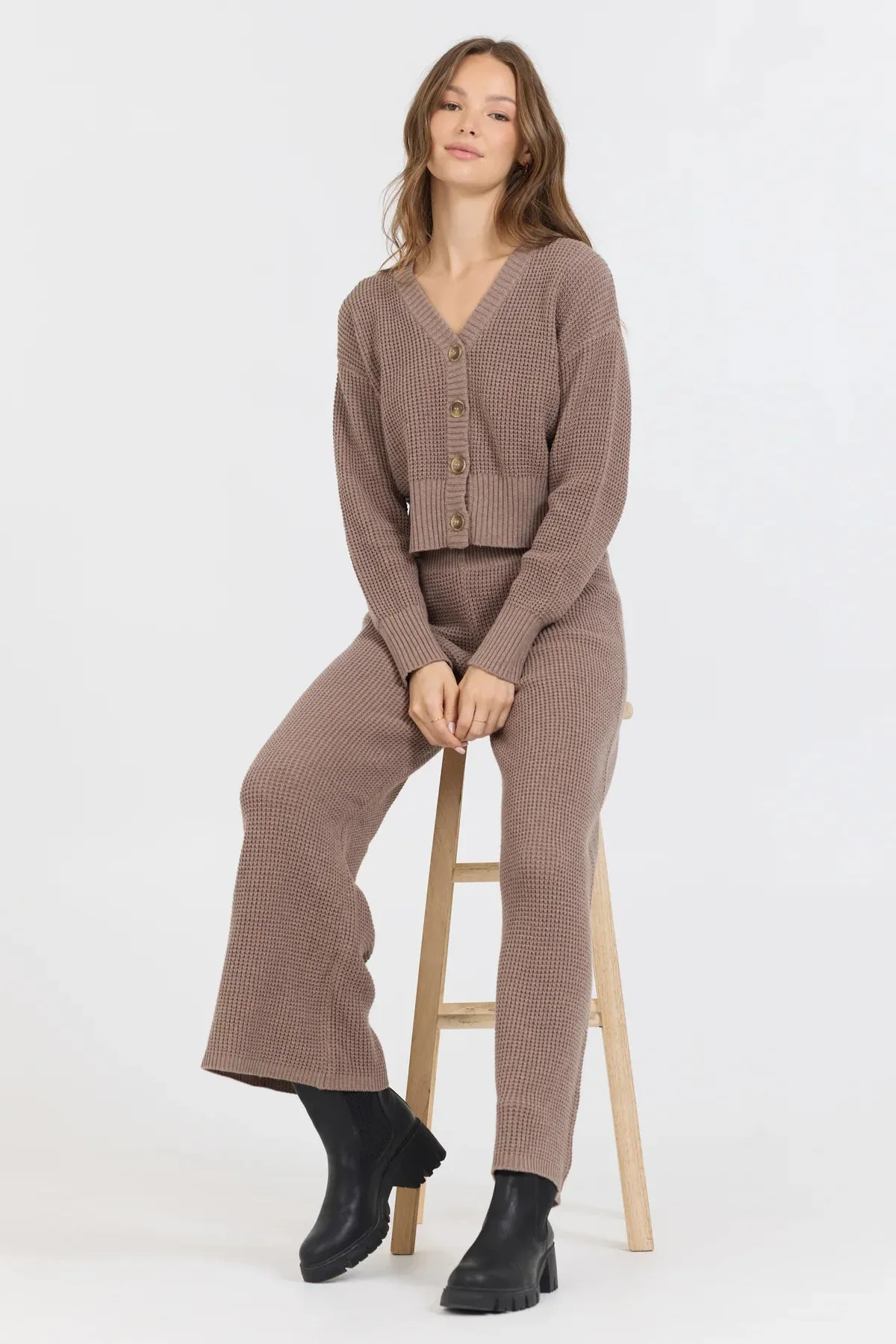 Vintage Havana Waffle Knit Flare Pant