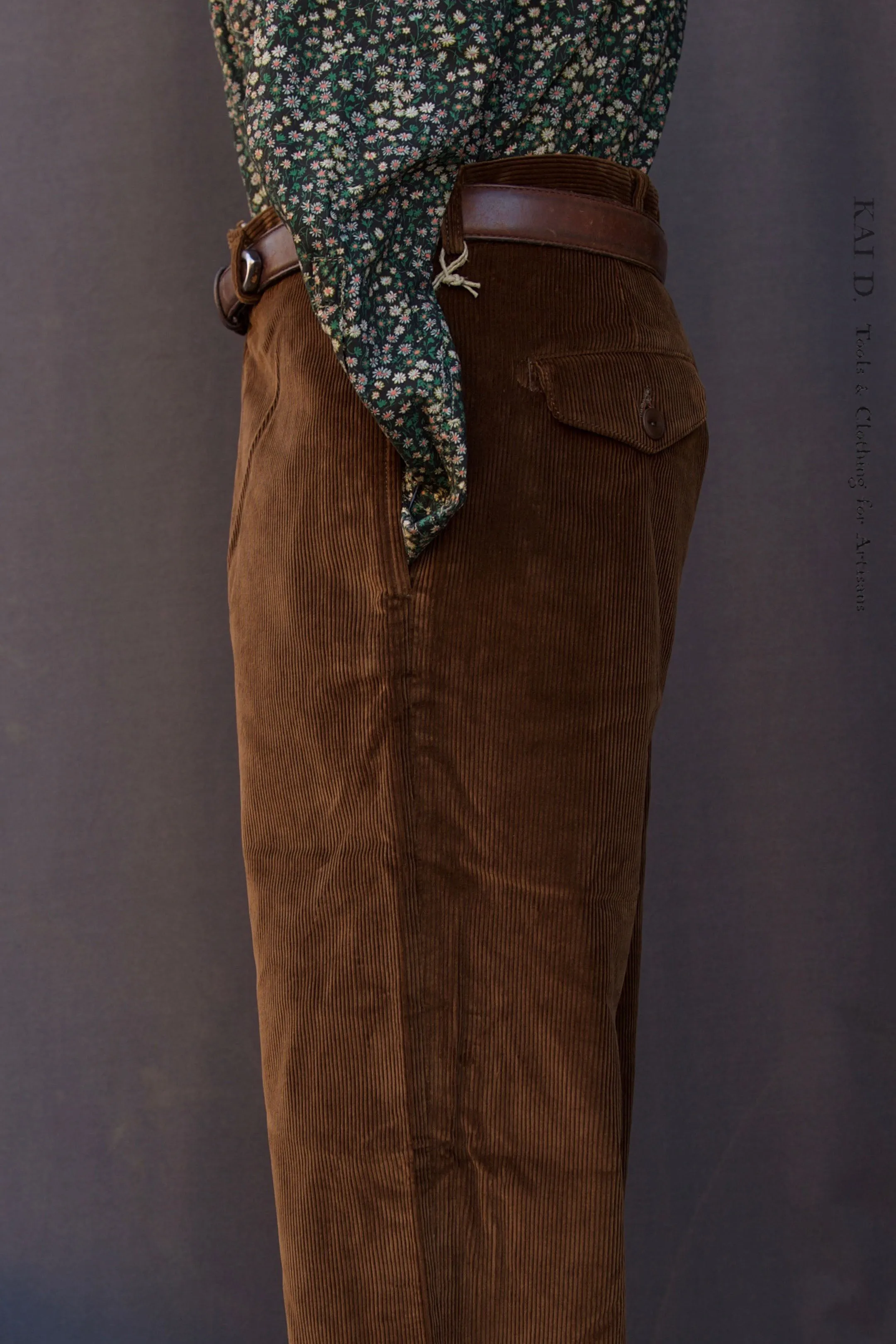 Wide Leg Trousers - Caramel Corduroy - 30, 32, 34, 36