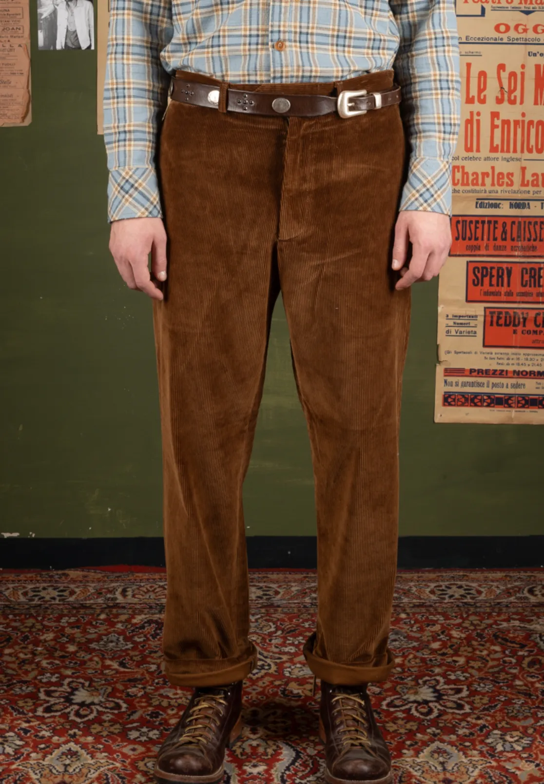 Wide Leg Trousers - Caramel Corduroy - 30, 32, 34, 36