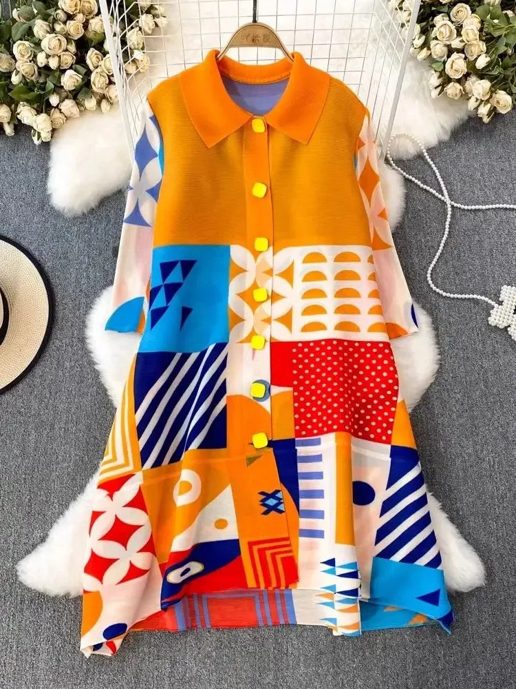 Women Stylish Single Breasted High Stretch Loose Fit Summer Dress
