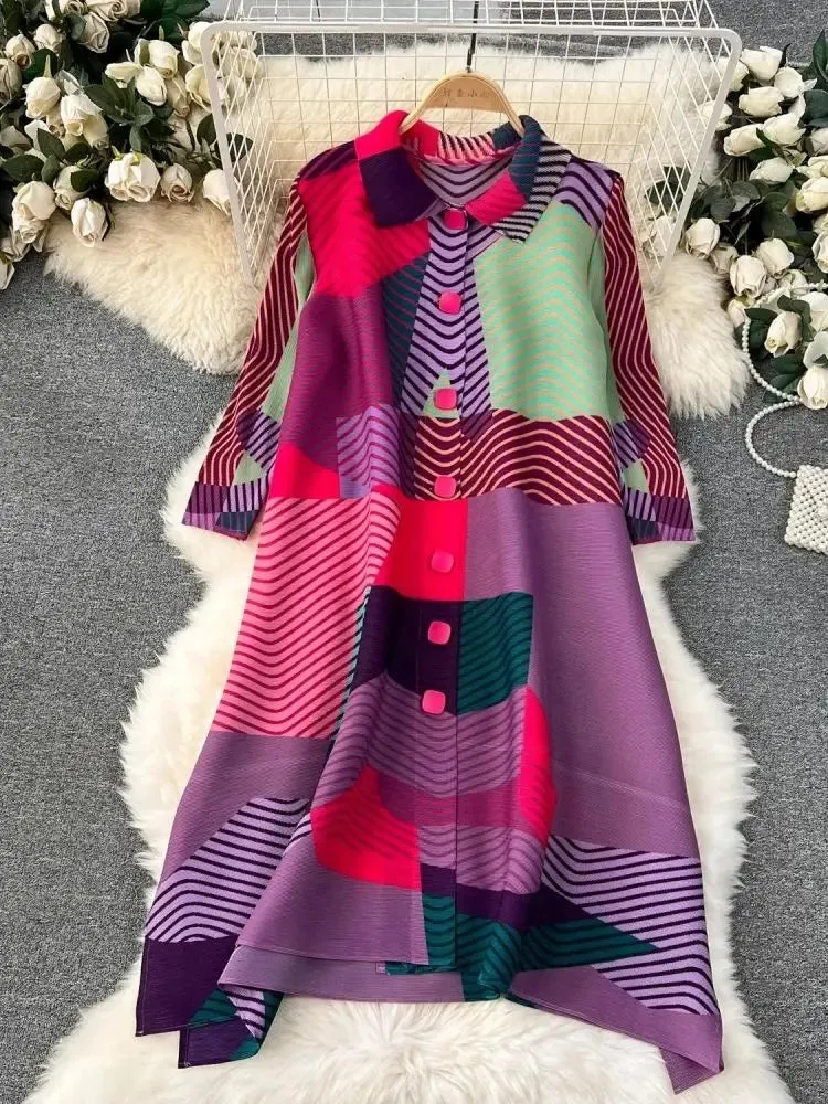 Women Stylish Single Breasted High Stretch Loose Fit Summer Dress