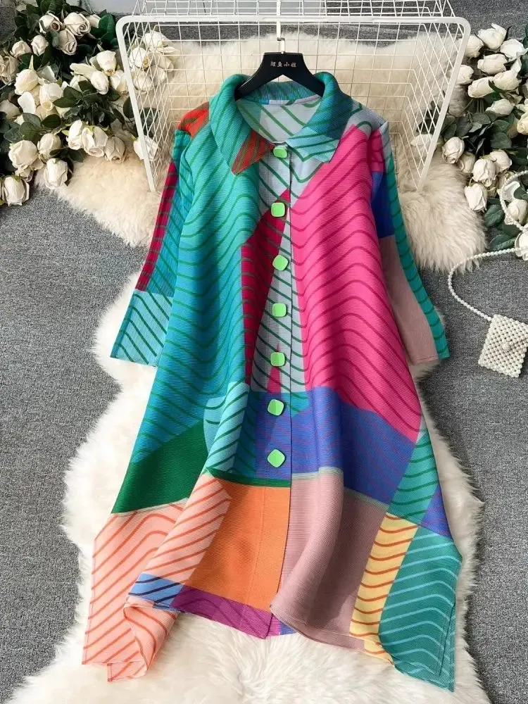 Women Stylish Single Breasted High Stretch Loose Fit Summer Dress