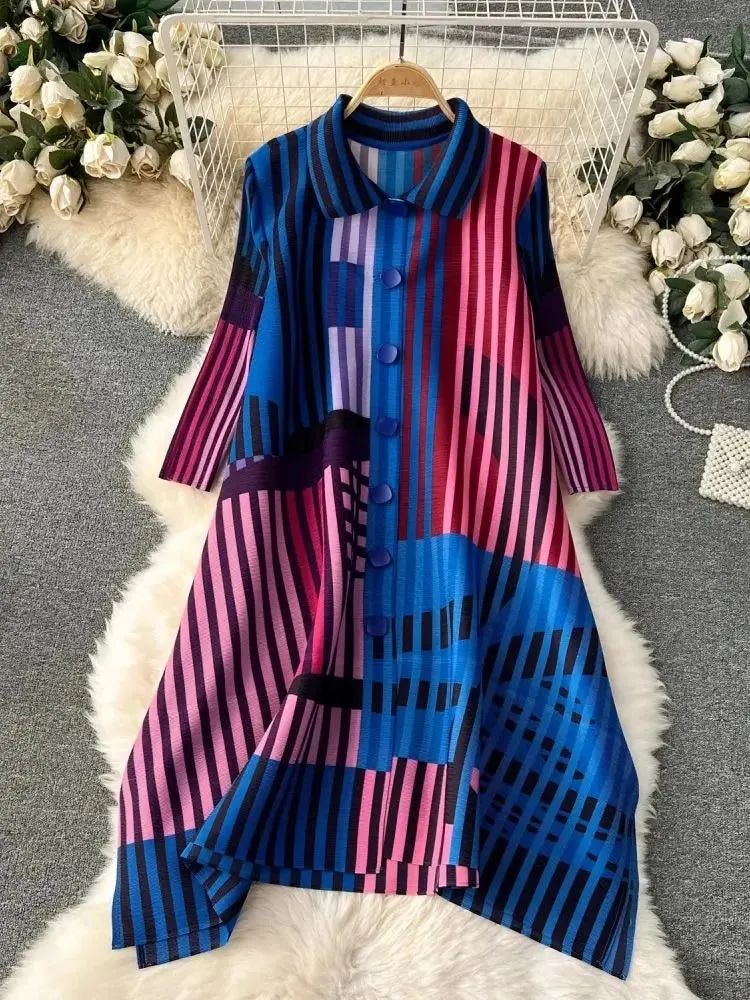 Women Stylish Single Breasted High Stretch Loose Fit Summer Dress