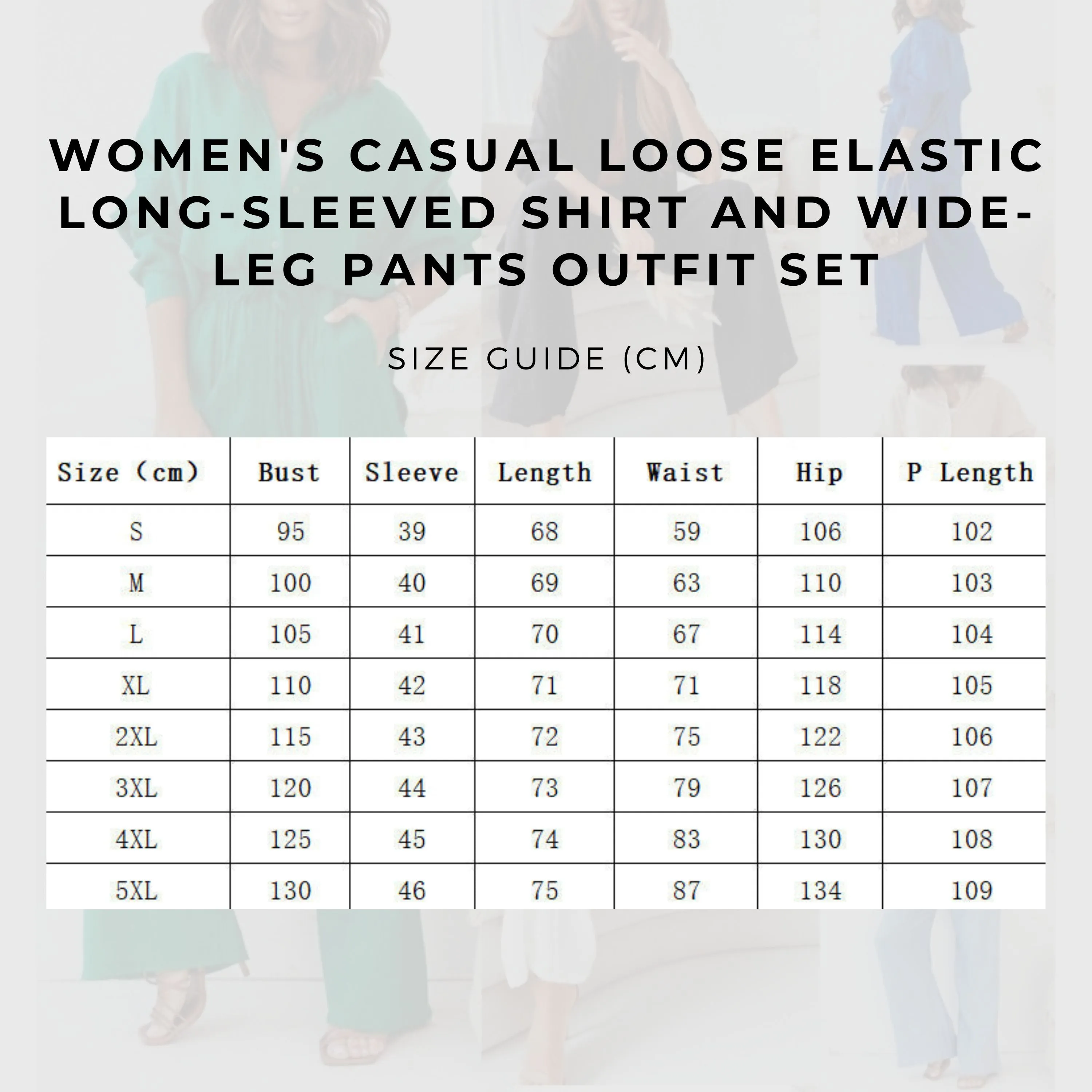 Women's Casual Loose Elastic Long-sleeved Shirt and Wide-leg Pants Outfit Set