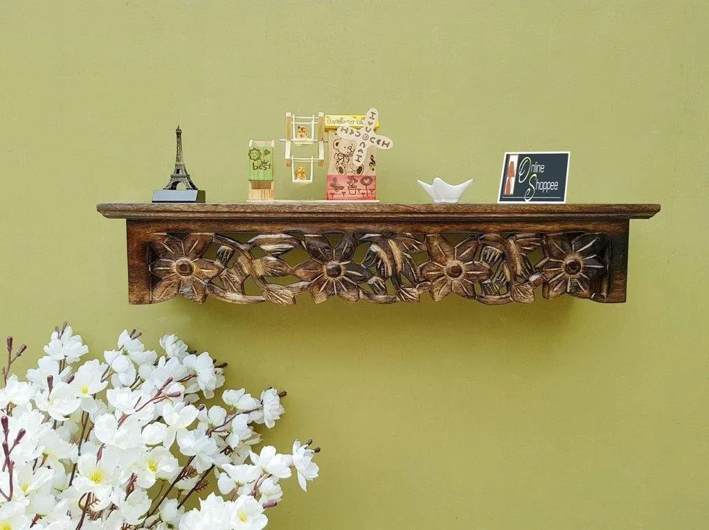 Wooden Fancy Floating Wall Bracket Book Rack
